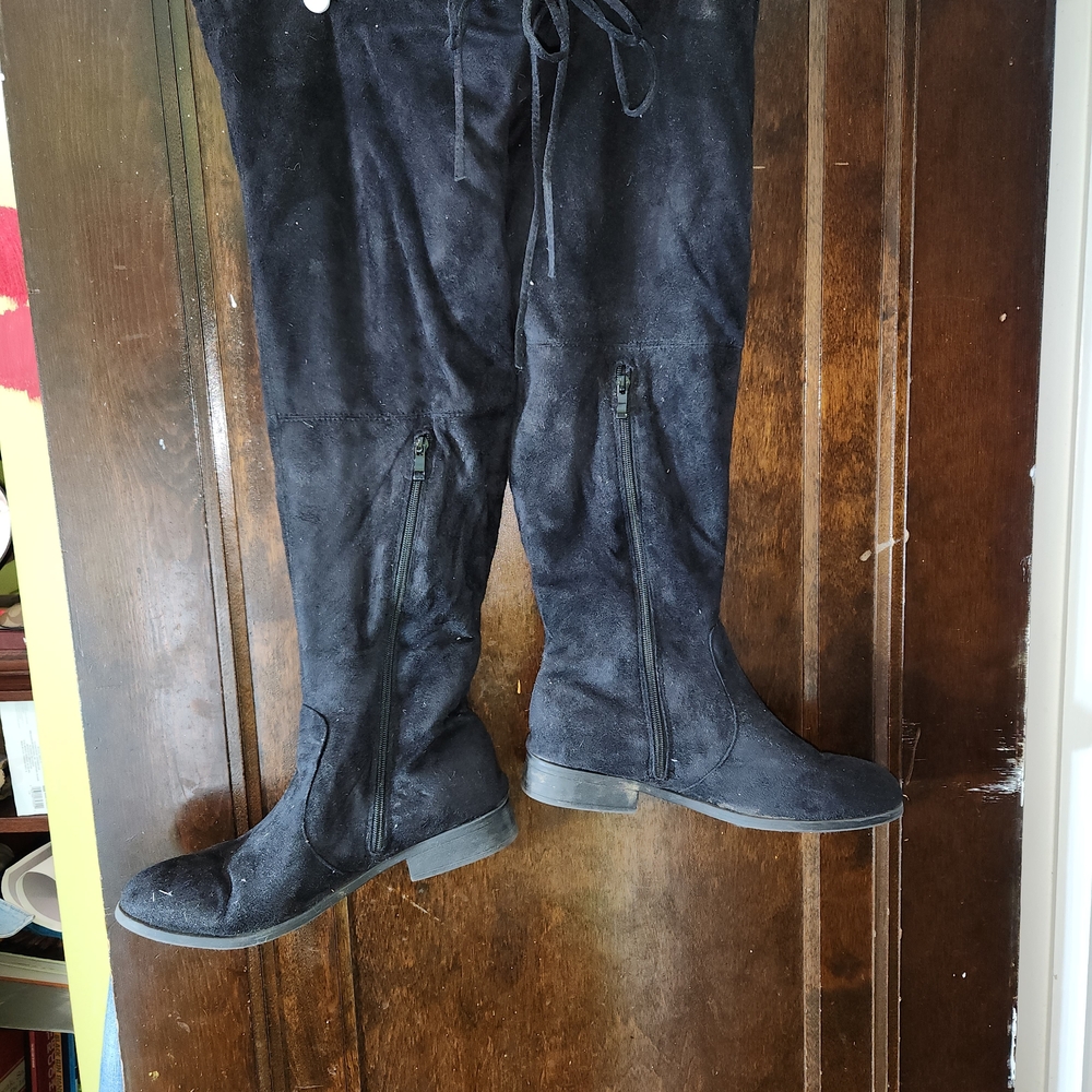 Black Suede Over-the-Knee Boots
